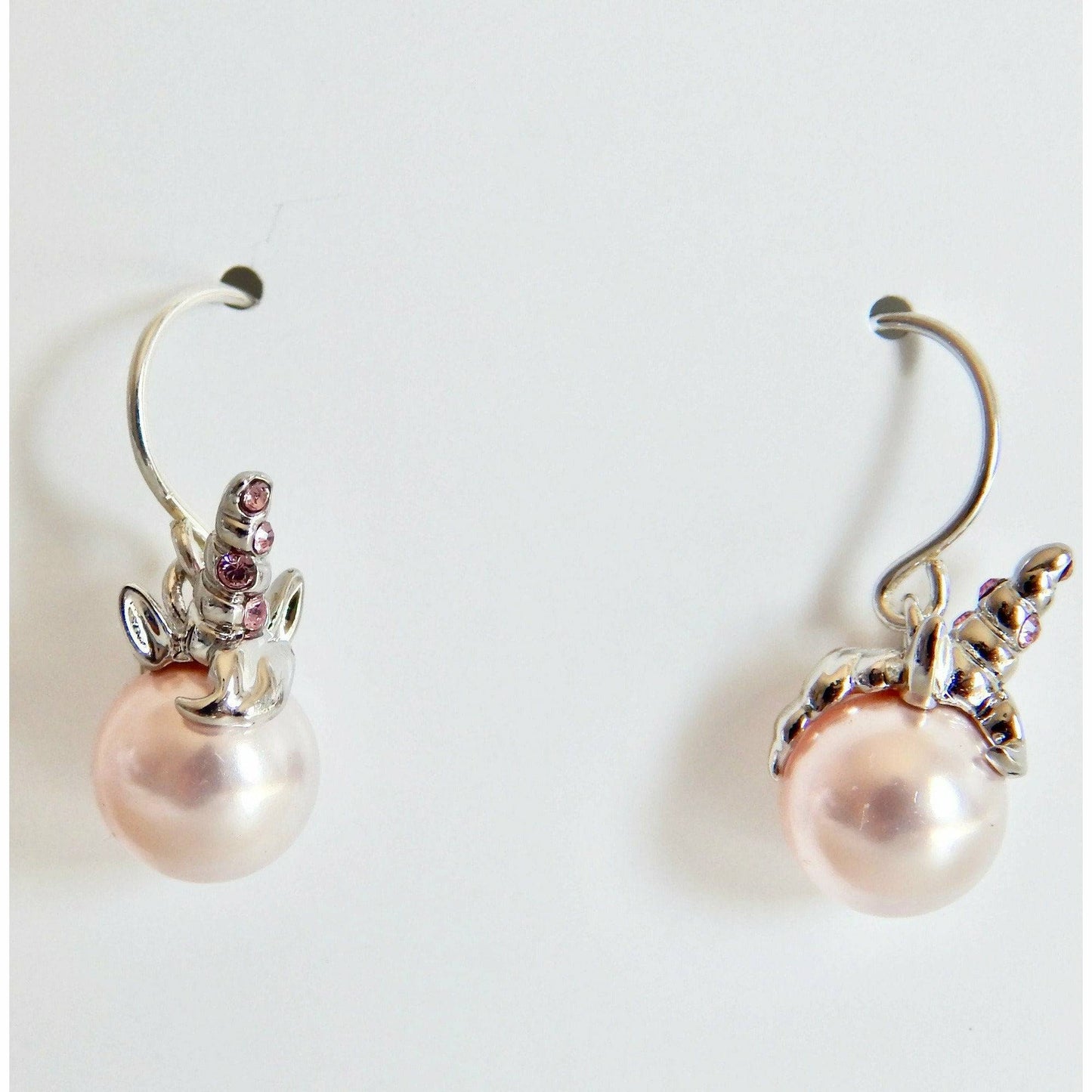 Pink pearl unicorn earrings