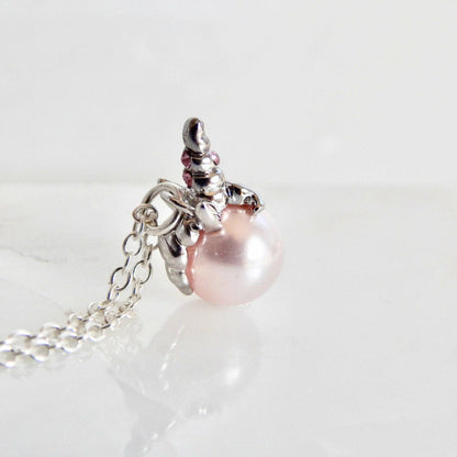 Collier perles et cristaux licorne rose