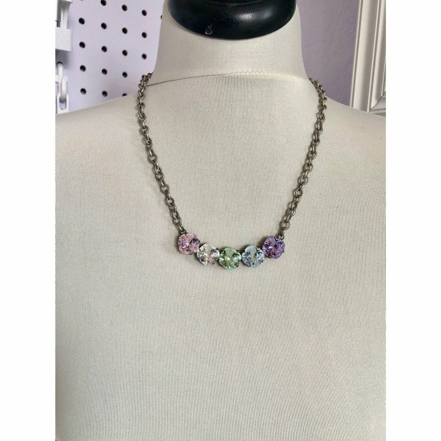 Rainbow pastel Swarovski Crystal necklace