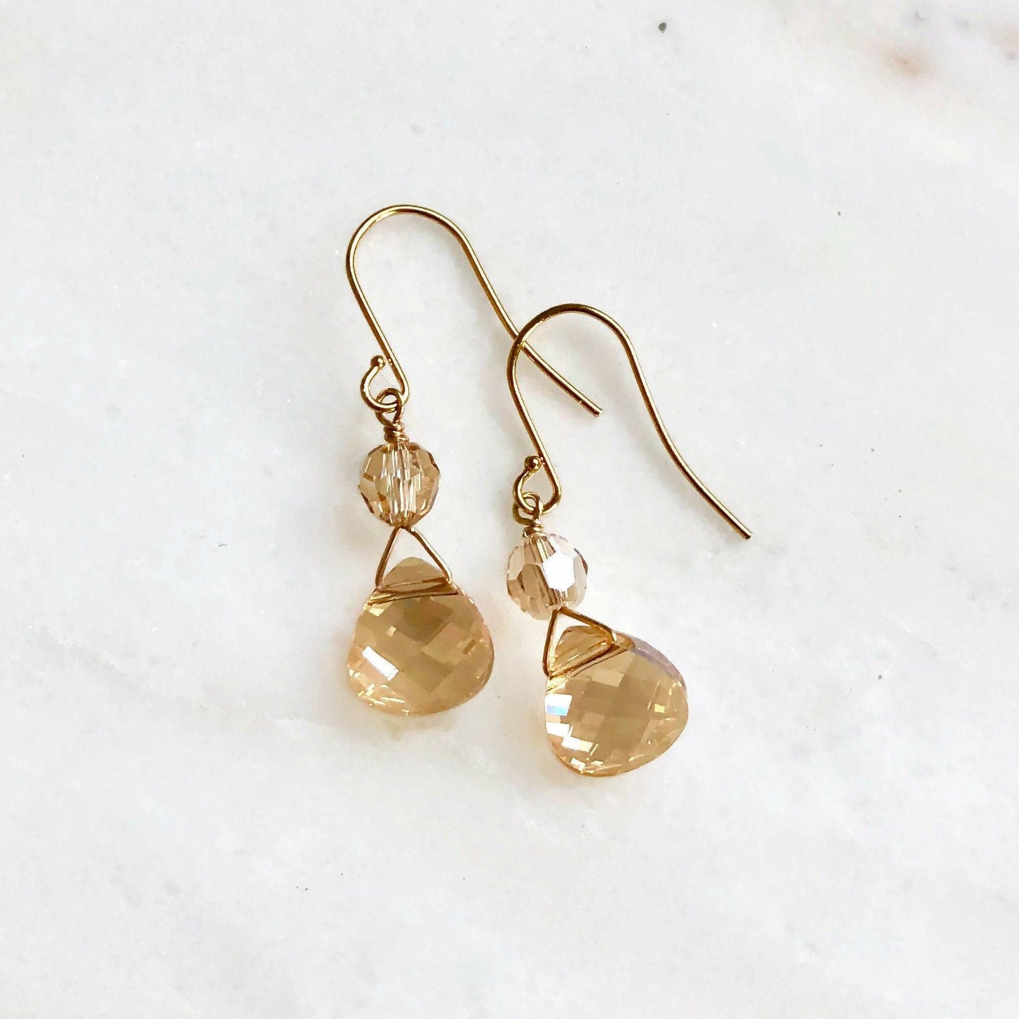 Gold crystal briolette earrings