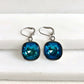Bermuda blue opal large square crystal earrings