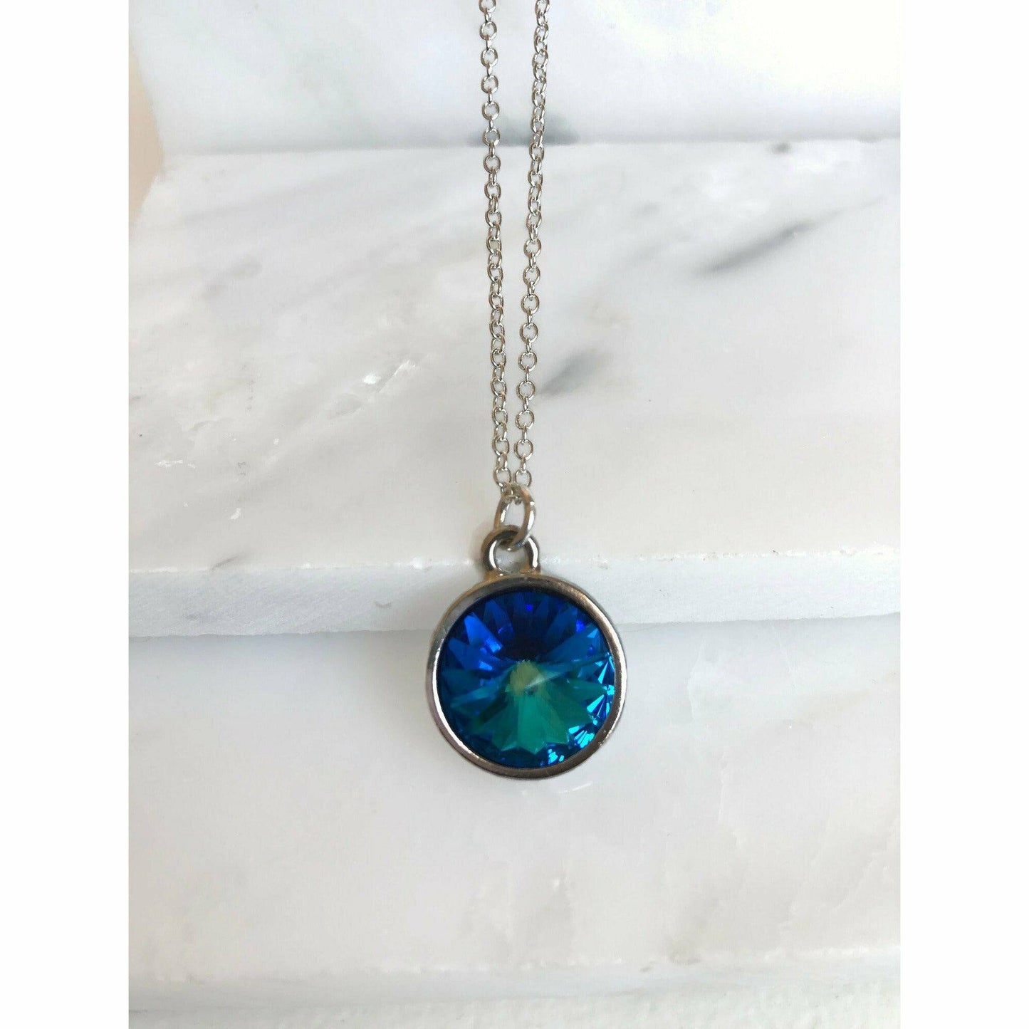 Bermuda blue crystal necklace