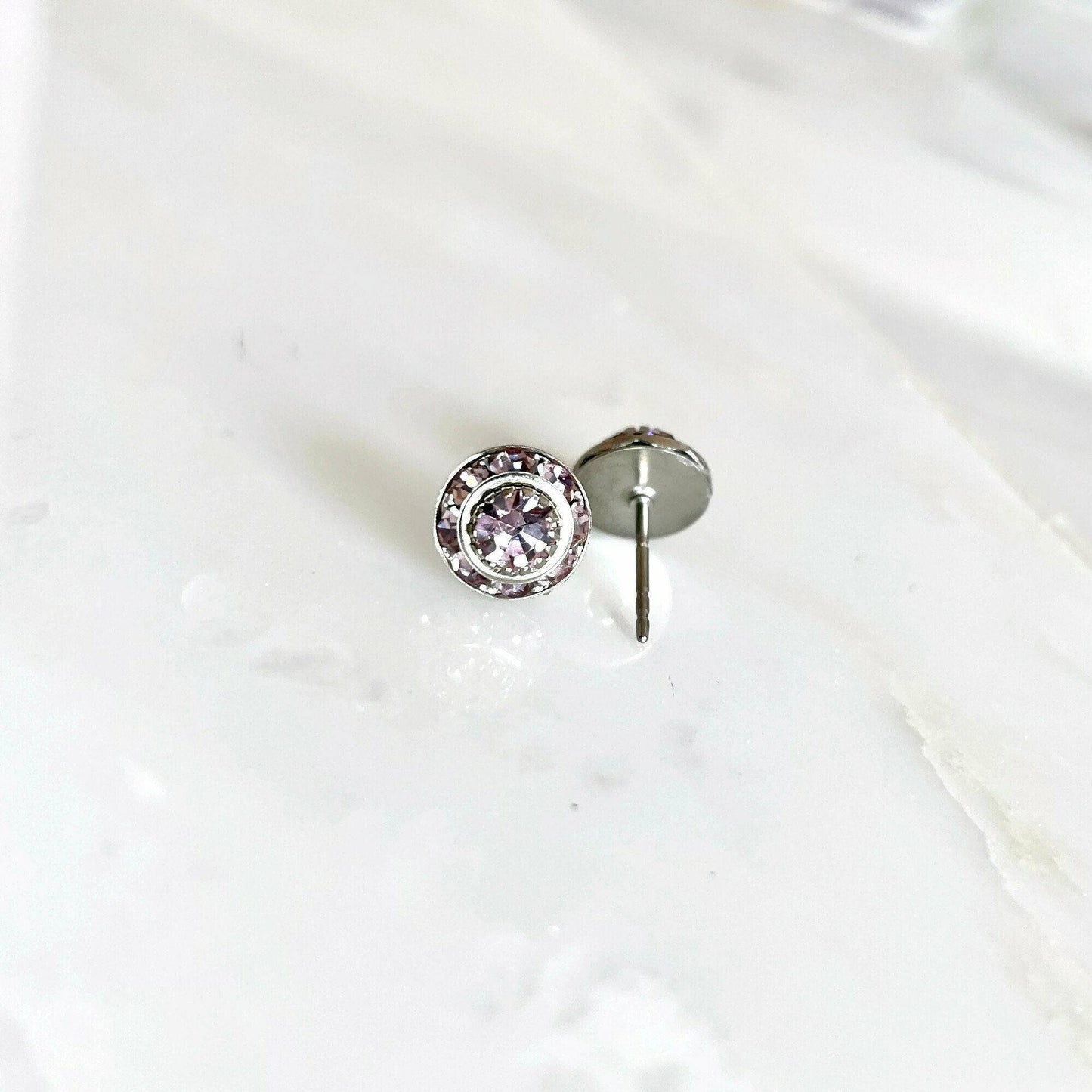 Lavender crystal stud earrings