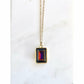 Rainbow rectangle crystal necklace
