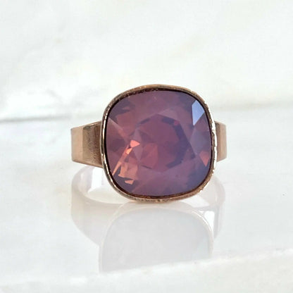 Lavender opal crystal ring on rose gold band LoveYourBling