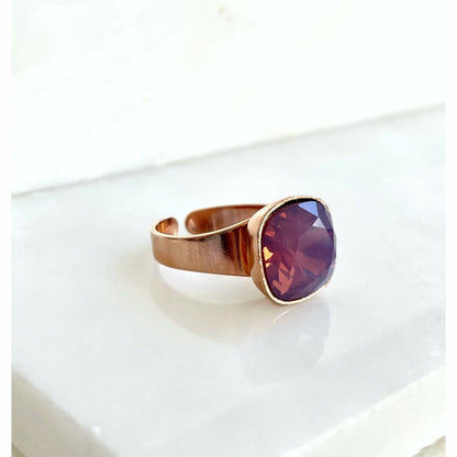 Lavender opal crystal ring on rose gold band LoveYourBling