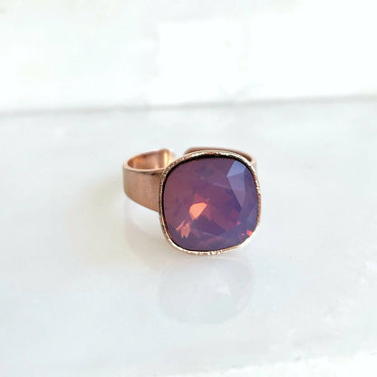 Lavender opal crystal ring on rose gold band LoveYourBling