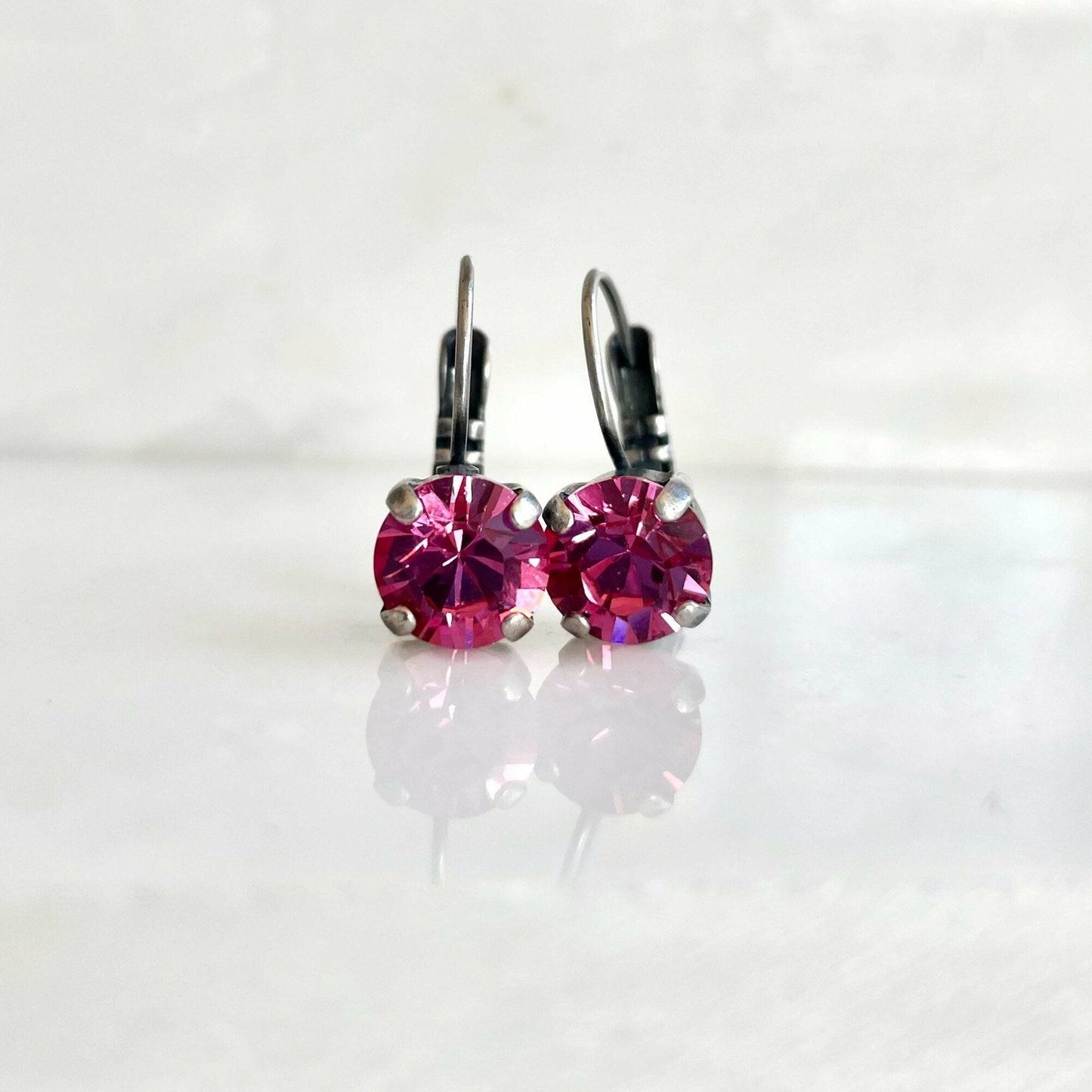 Pink crystal  dangle earrings