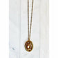 Large gold oval crystal pendant