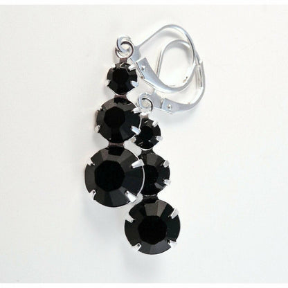 Boucles d'oreilles triples en cristal noir