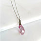 Pink Crystal Teardrop Necklace on Sterling Silver Box Chain
