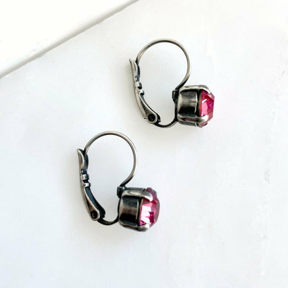 Boucles d'oreilles pendantes en cristal rose