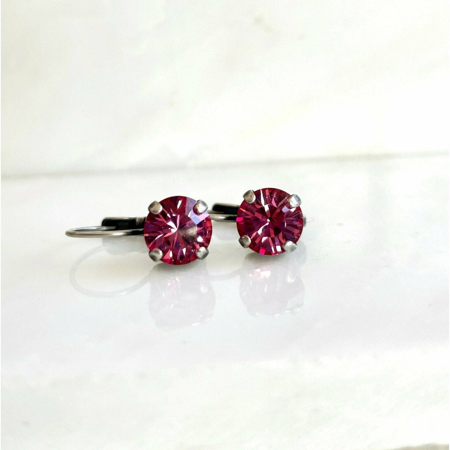 Pink crystal  dangle earrings