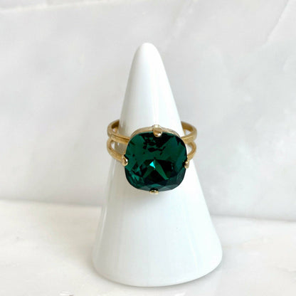 Bague cristal vert émeraude