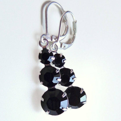 Boucles d'oreilles triples en cristal noir