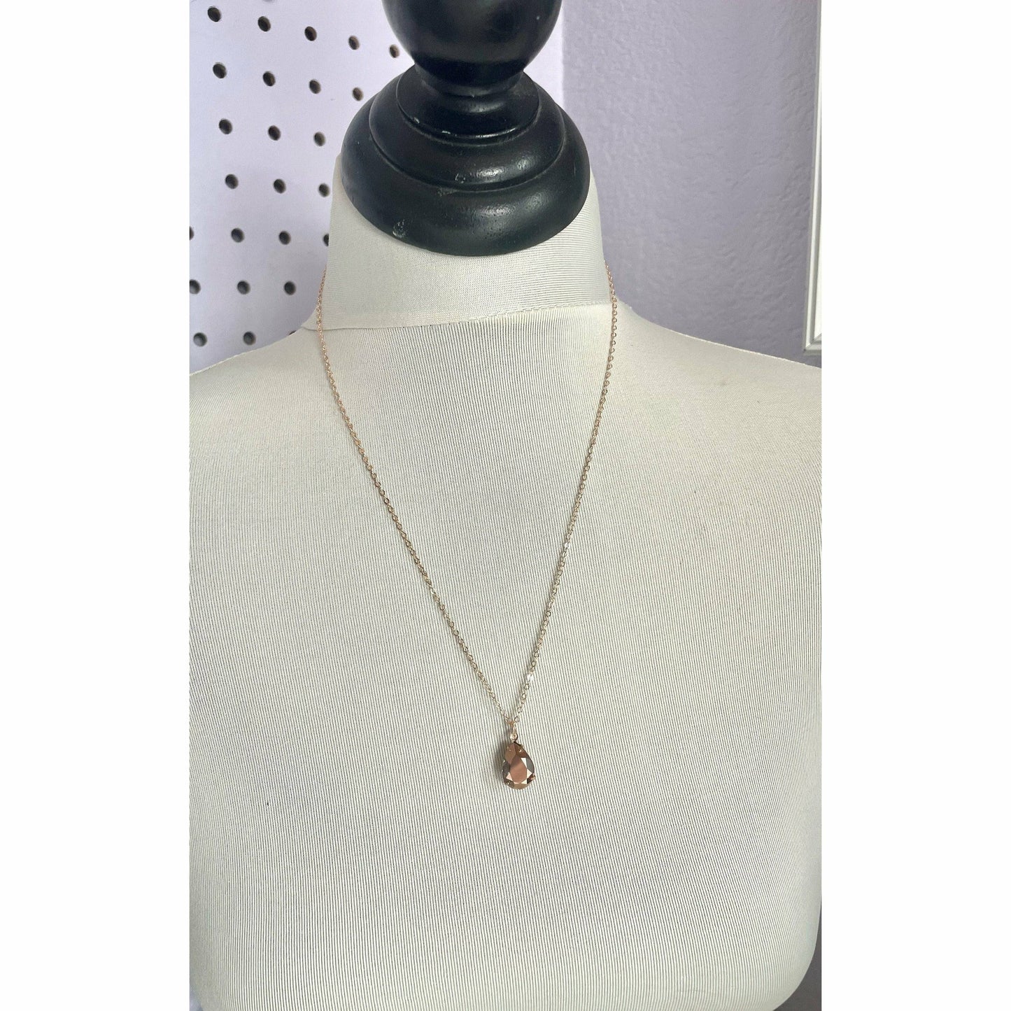 Rose gold mirror crystal necklace