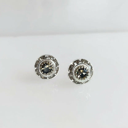 Boucles d'oreilles tiges diamant noir