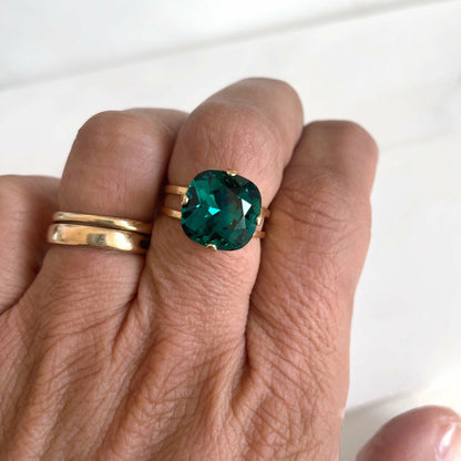 Bague cristal vert émeraude