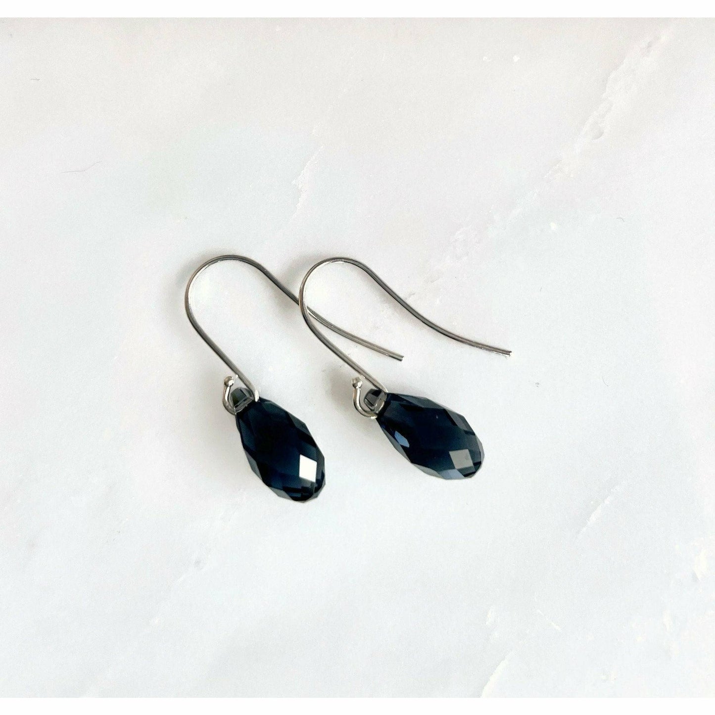 Dark silver crystal teardrop earrings
