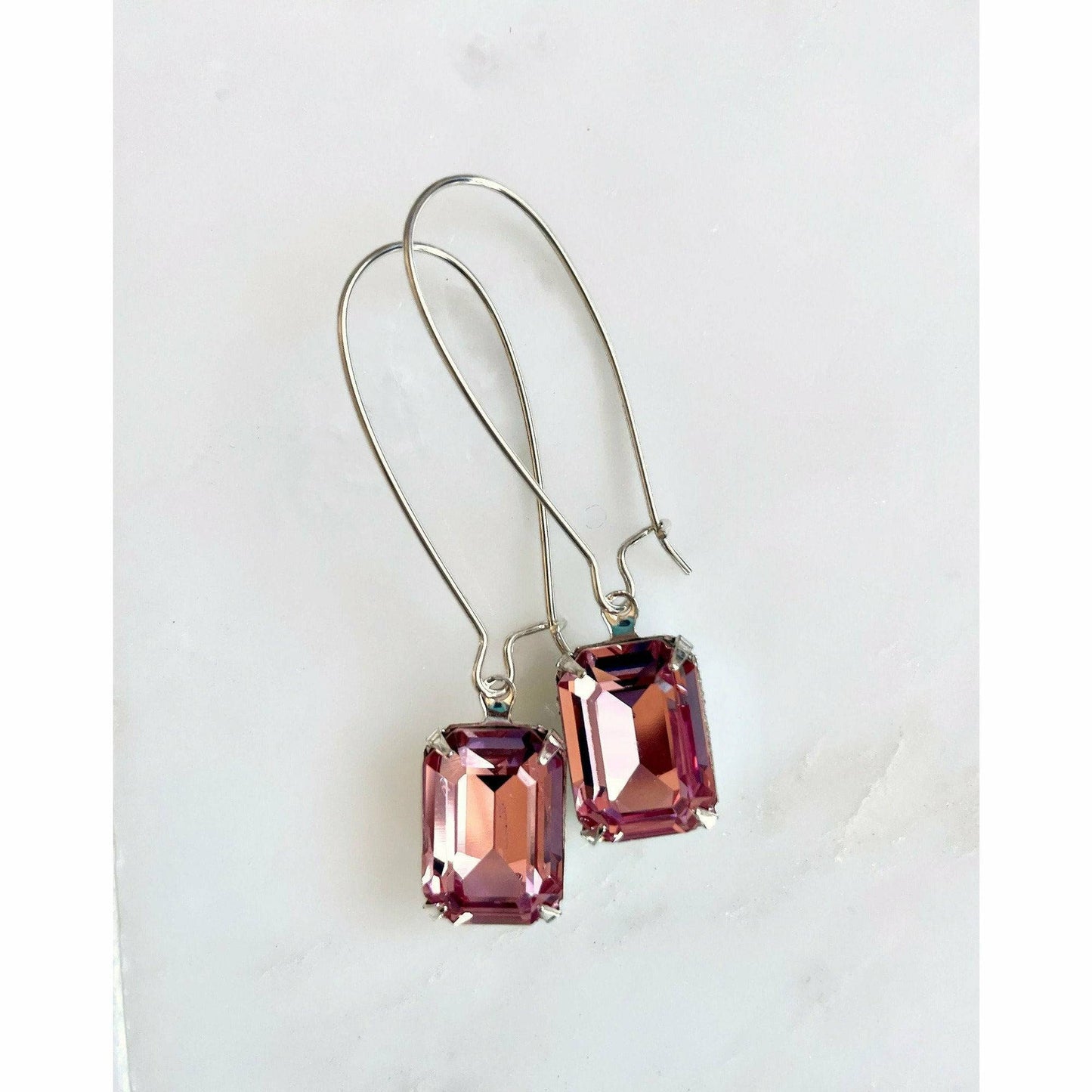 Octagon crystal earrings