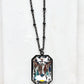 Gunmetal large clear crystal pendant