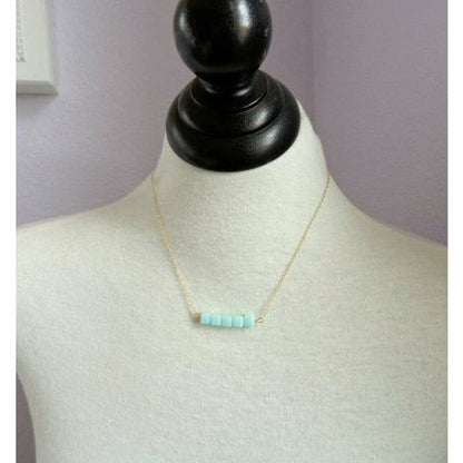 Mint green crystal bar necklace