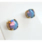 Blue opal pointed crystal post earrings