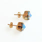 Blue opal pointed crystal post earrings
