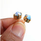 Blue opal pointed crystal post earrings