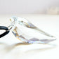Pegasus wing crystal pendant on black leather necklace