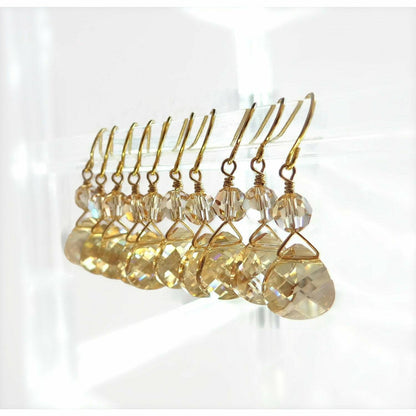 Pendientes briolette de cristal dorado