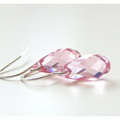 Boucles d'oreilles en forme de goutte de cristal rose