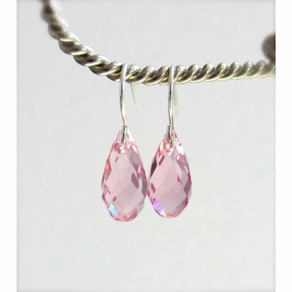 Pendientes lágrima de cristal rosa