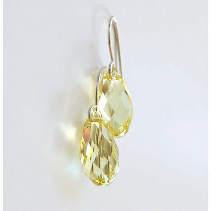 Yellow crystal teardrop earrings