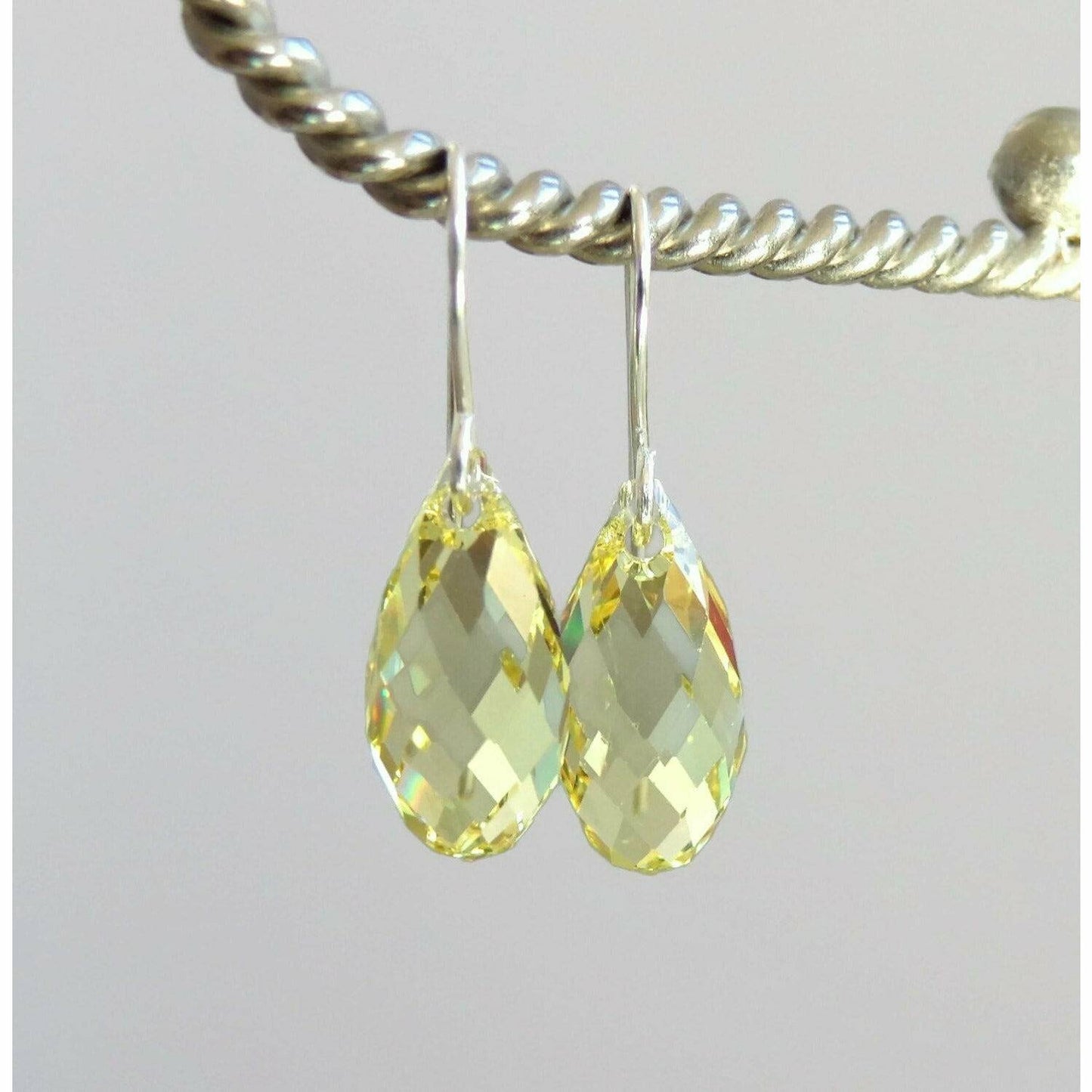 Yellow crystal teardrop earrings