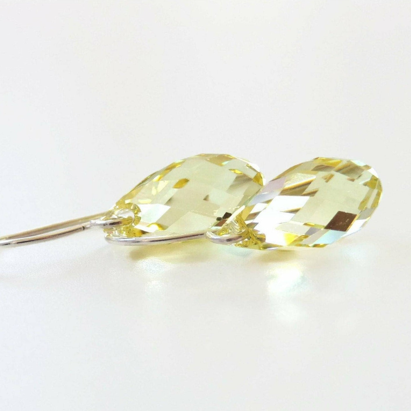 Yellow crystal teardrop earrings
