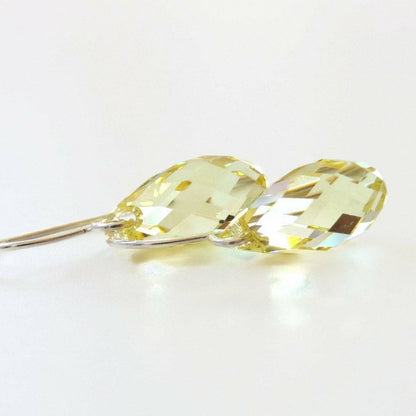 Pendientes lágrima de cristal amarillo