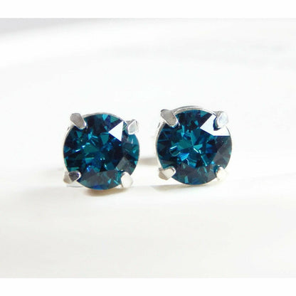 Boucles d'oreilles à tige en cristal bleu sarcelle