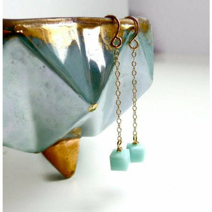 Mint Green Cube Earrings