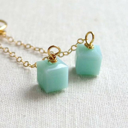 Pendientes Cubo Verde Menta