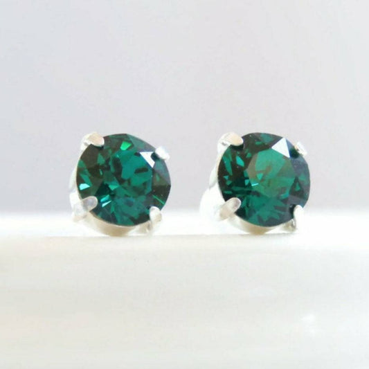 Emerald earrings round posts