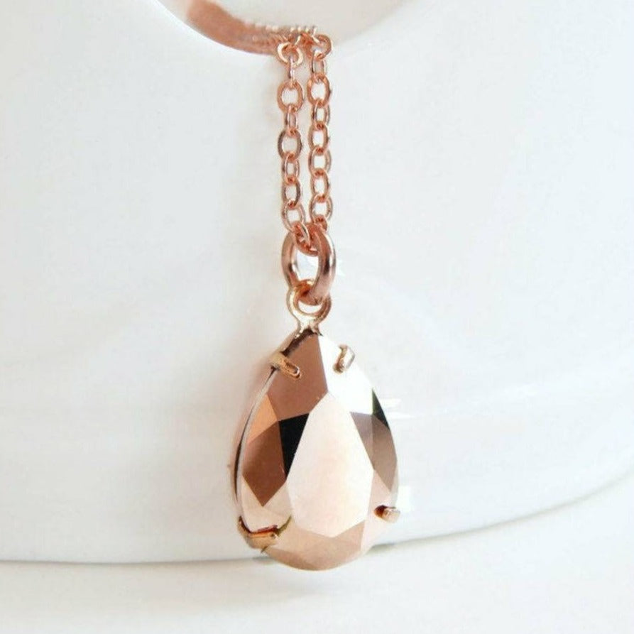 Rose gold mirror crystal necklace