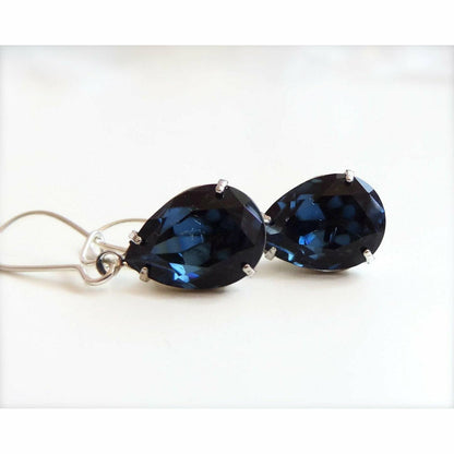 Boucles d'oreilles pendantes en cristal bleu marine