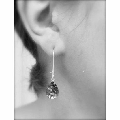 Boucles d'oreilles pendantes en cristal bleu marine