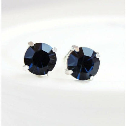 Navy blue round post earrings