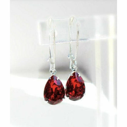 Pendientes colgantes de pera de cristal rojo