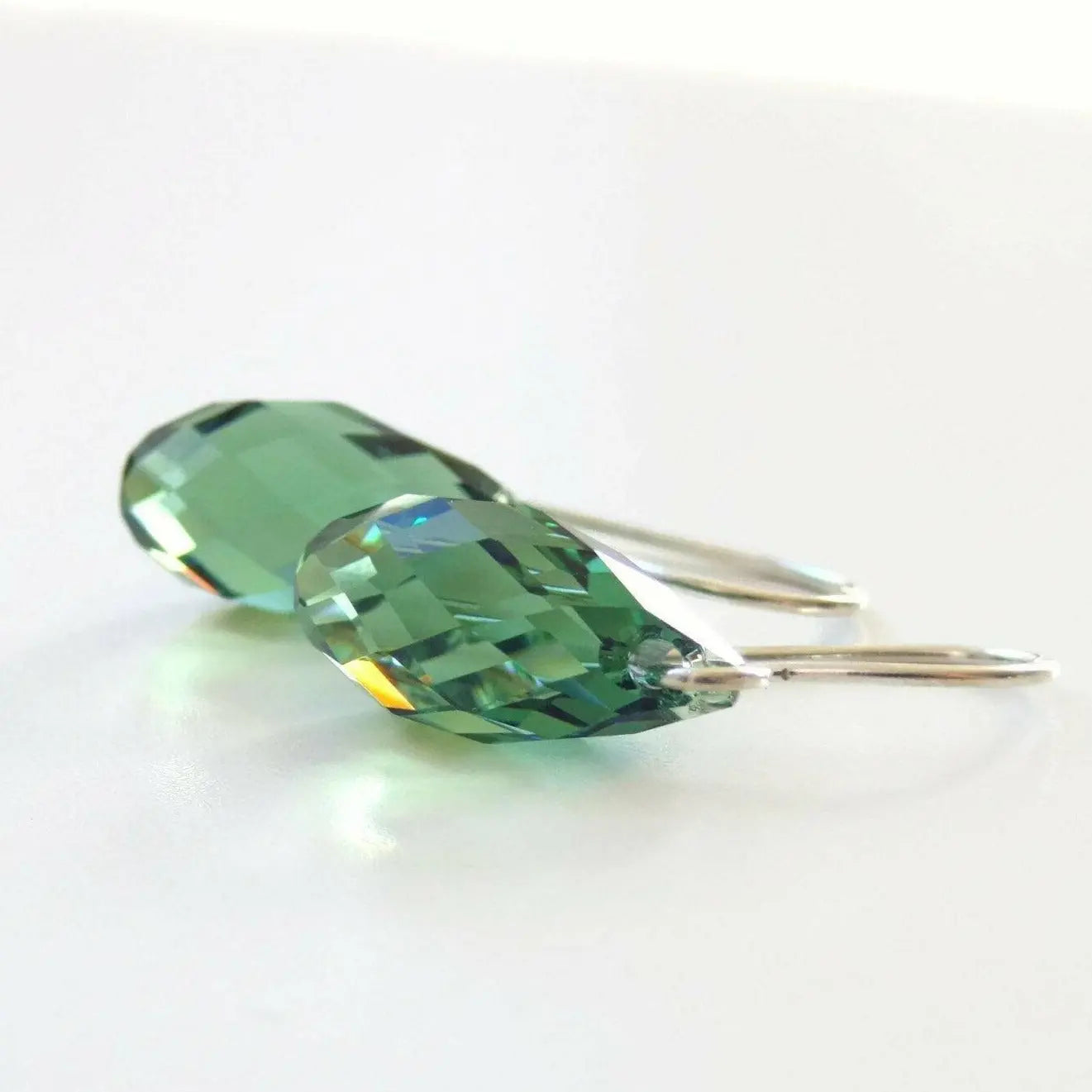 Erinite Green Teardrop Crystal Briolette Earrings LoveYourBling