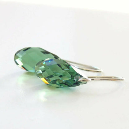 Erinite Green Teardrop Crystal Briolette Earrings LoveYourBling