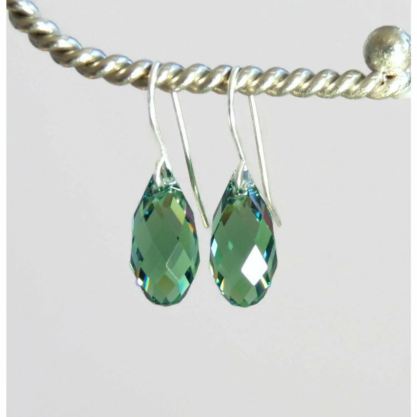 Erinite Green Teardrop Crystal Briolette Earrings LoveYourBling