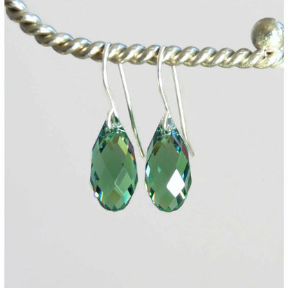 Erinite Green Teardrop Crystal Briolette Earrings LoveYourBling